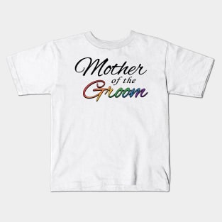 Gay Pride Mother of the Groom Typography in Rainbow Colors Kids T-Shirt